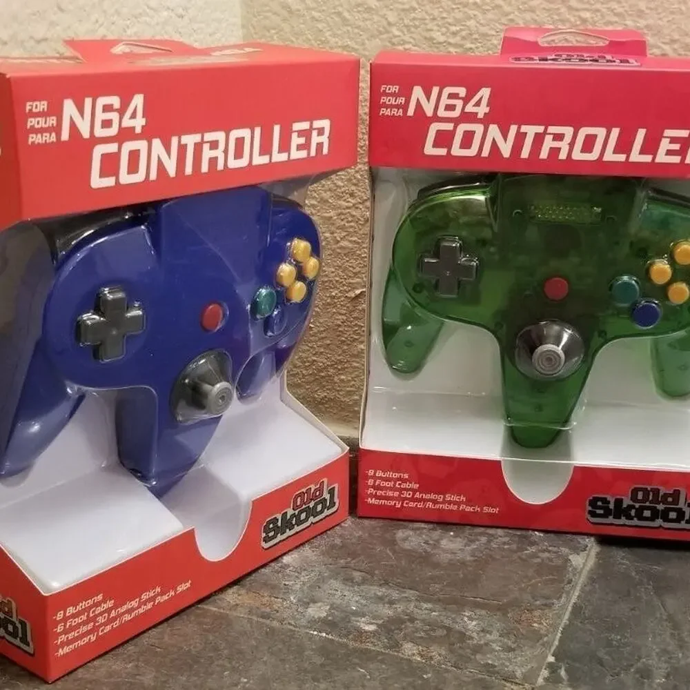 2 N64 Controllers - Blue & Jungle Green (NEW) - Nintendo64 - Old Skool